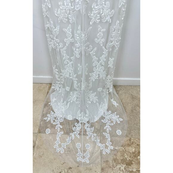 Lulus Everlasting Passion White Sequin Beaded Backless Maxi Dress Wedding S NWT - Picture 13 of 15